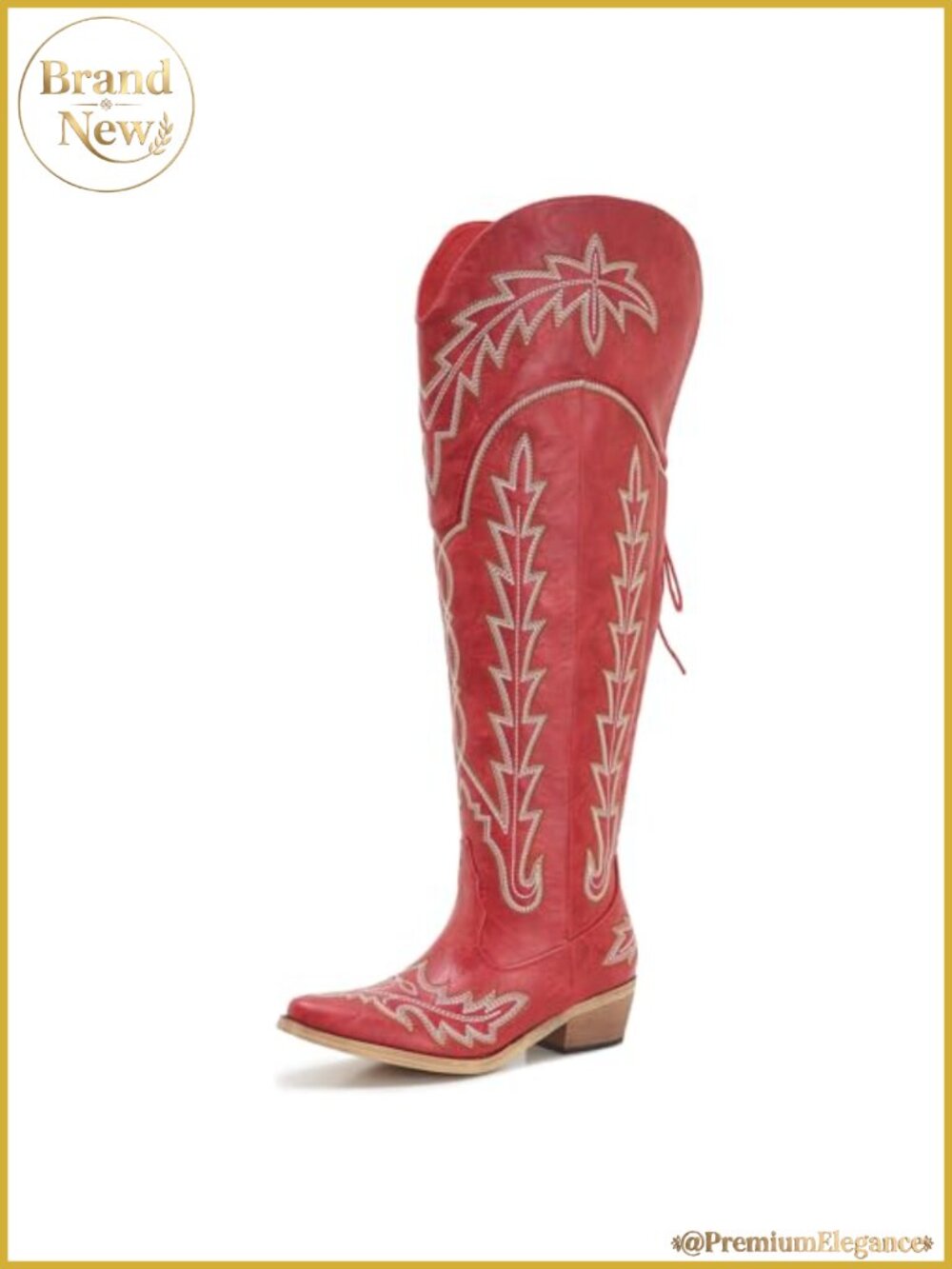 Womens Wide Calf Over the Knee Faux Leather Western Cowboy Boots Adjustable Tie